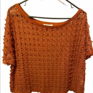 Kariss Open Knit Orange Top Medium